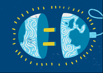 Ilustração de um mundo eletrificado
